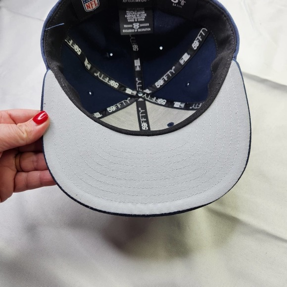 New Era Size 6 7/8 Mens NFL 59Fifty Fitted New England Patriots Hat Cap Black - Picture 9 of 9